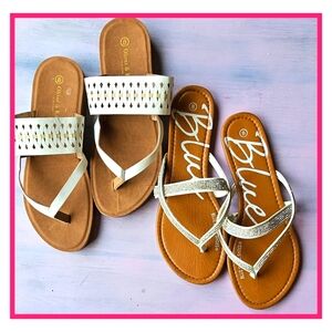 2 Pair! Women's White Sandals - Sz 8 - New!